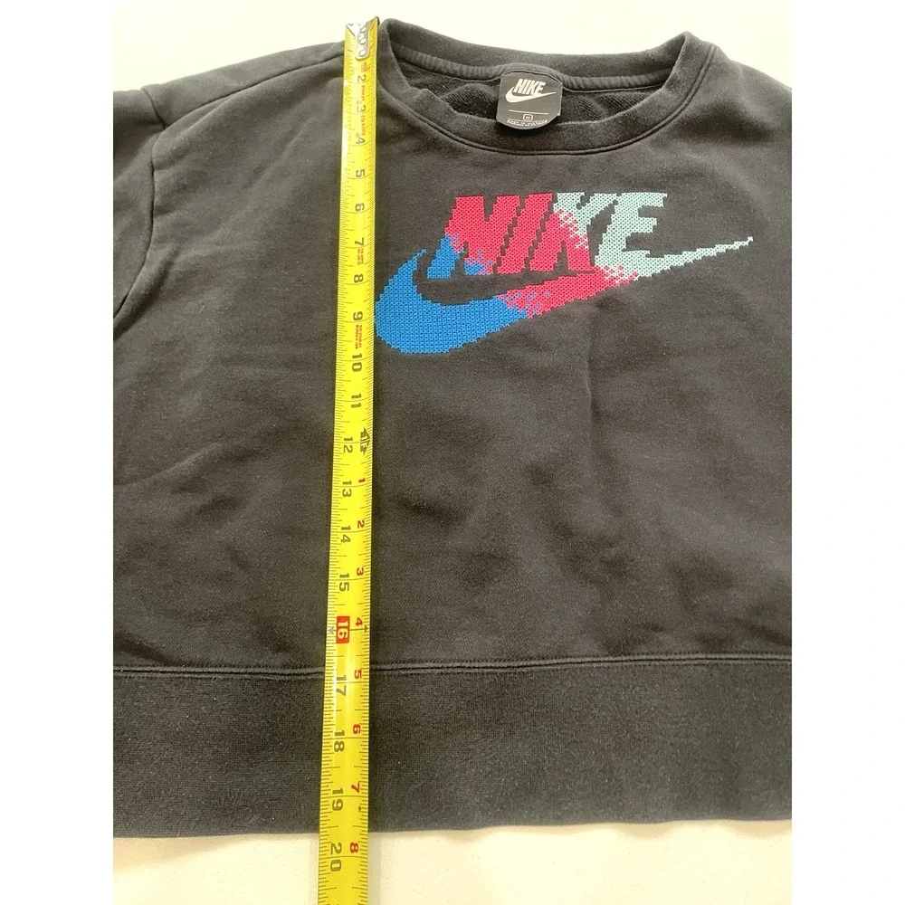Women's Nike Crop top‎ Pullover Sweatshirt Size 1X Black Logo Swoosh Athletic